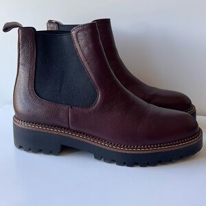 Caslon Miller Lug Chelsea Leather Boot Water Resistant Burgundy Size 8